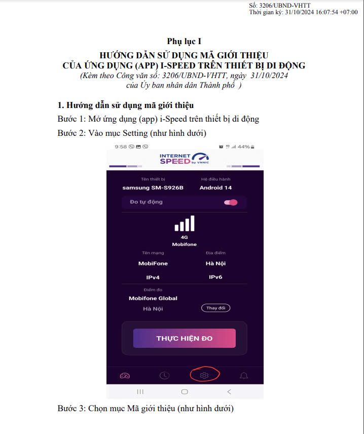 Hướng dẫn sử dụng mã giới thiệu của ứng dụng (app) i-Speed trên thiết bị di động và cách sử dụng tính năng đo tự động
